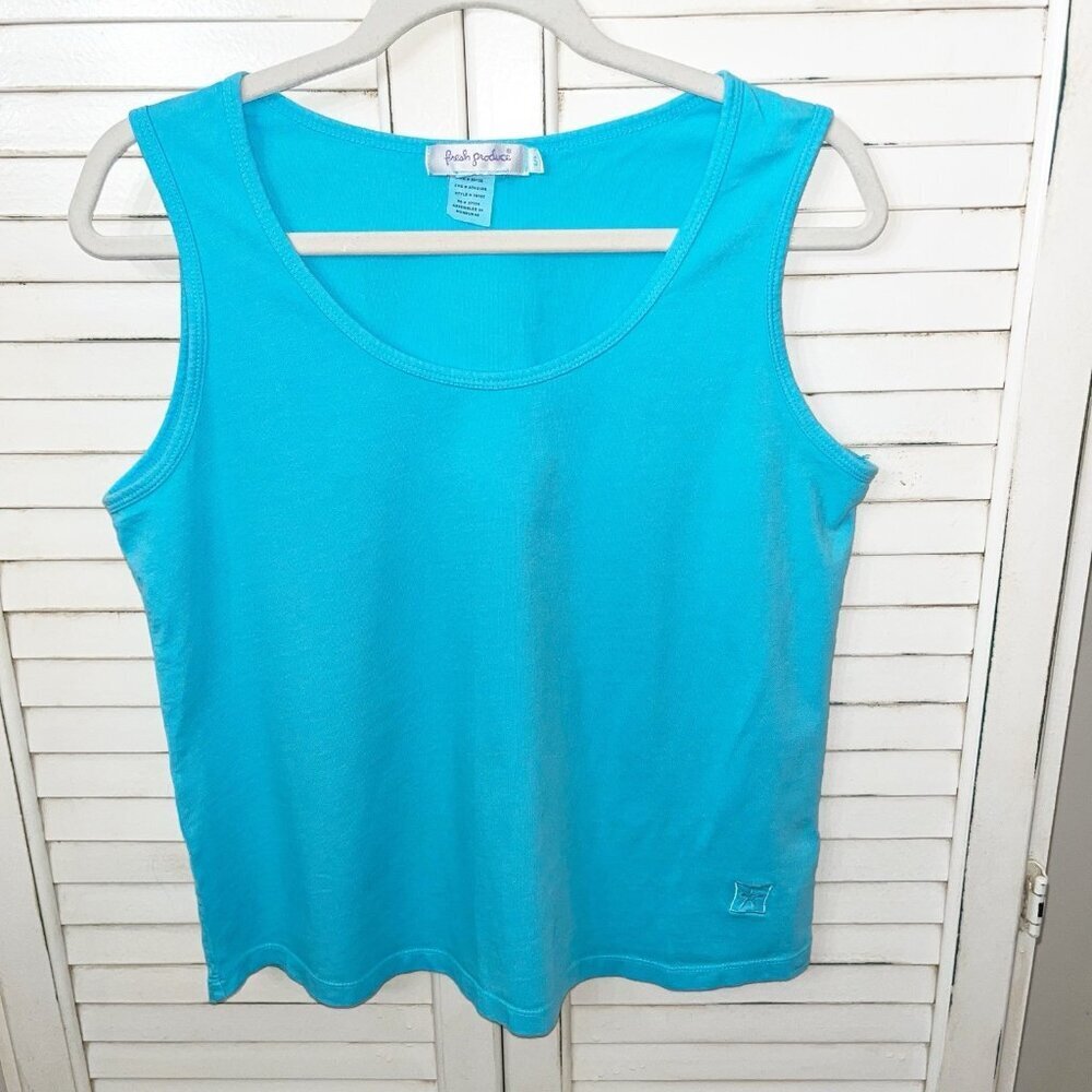 Fresh Produce Sun Faded Dyed Turquoise Tank Size Small